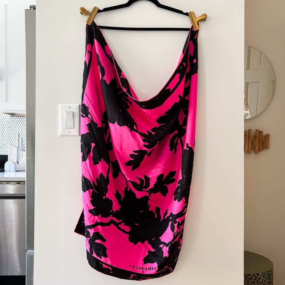 Leonard Pink and Black Floral Dress